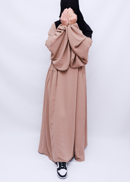Abaya Ballonärmel Cappuccino Hell - islamische Modest Fashion
