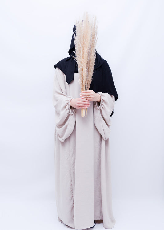 Abaya Ballonärmel Hellgrau - Islamische Modest Fashion