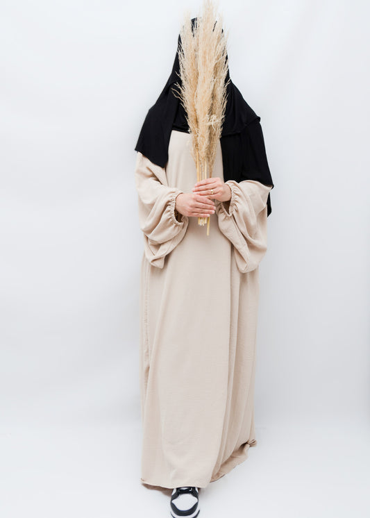 Abaya Ballonärmel Hellbeige - islamische Modest Fashion